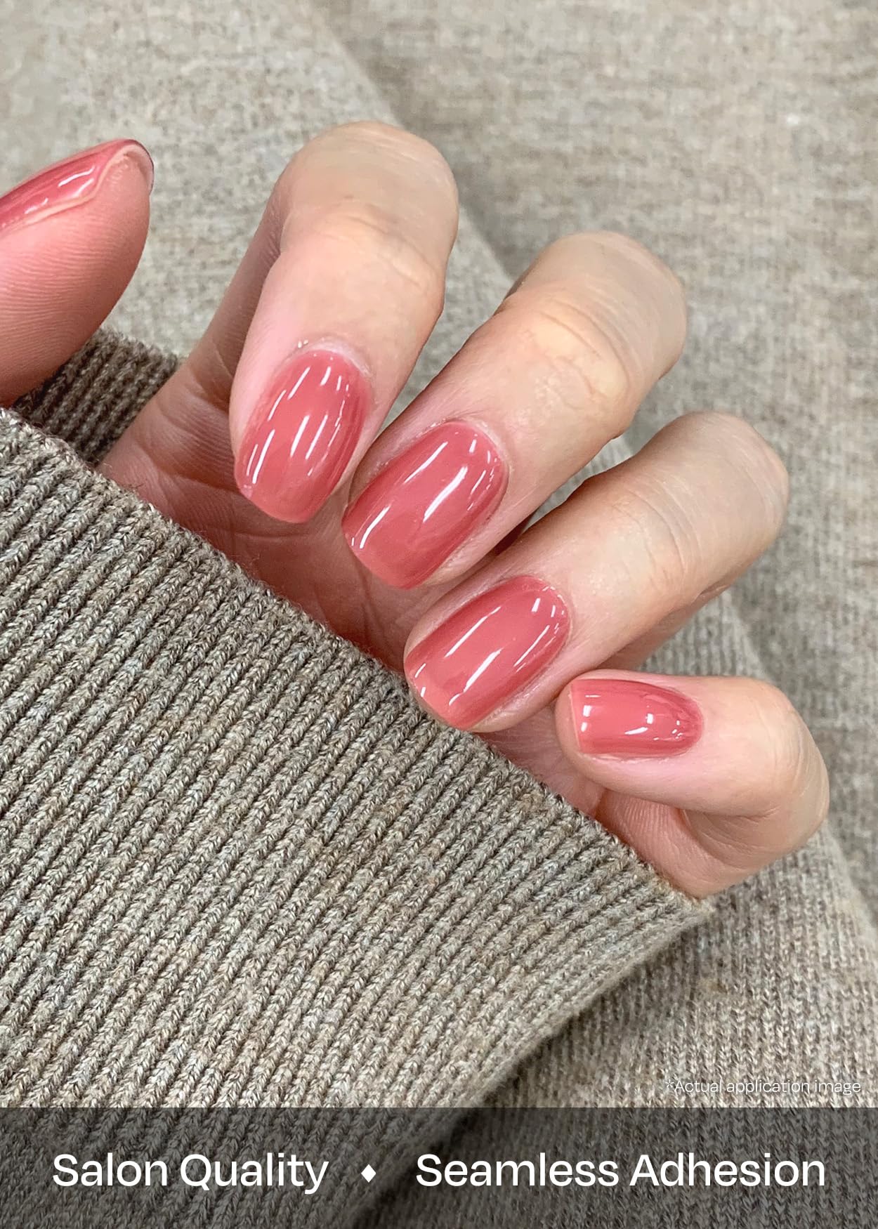ohora Semi Cured Gel Nail Strips (N Juliet) - Pink, Solid, Works with Any UV/LED Lamps, Salon-Quality, Long Lasting, Easy to Apply & Remove - Includes 2 Prep Pads, Nail File & Wooden Stick
