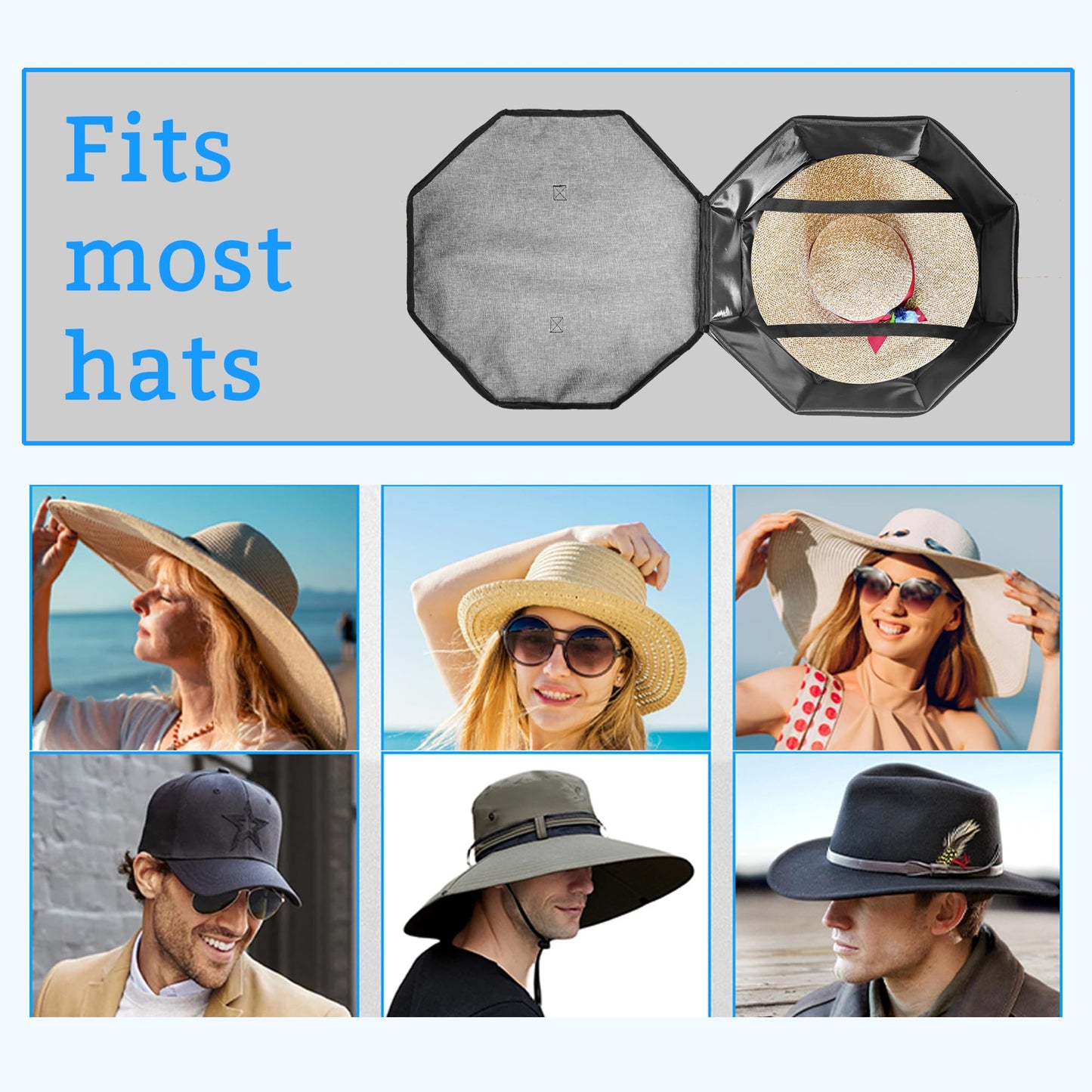 SHWWQUE Hat Storage Box,Hat Boxes for Women Storage,Cowboy Hats Holder for Travel,Wide Brims Hat Carrier Case,Stuffed Animal Toy Organizer,Hat Box Closet Organizers and Storage,Hat Boxes for Men