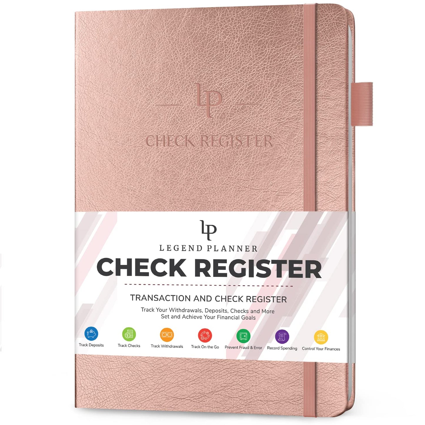 Legend Planner Check Register Book – Accounting Ledger Book for Small Business & Personal Use – Checkbook Register to Track Financial Transactions – Hardcover, 7x10″, 6300 Entries (Rose Gold)