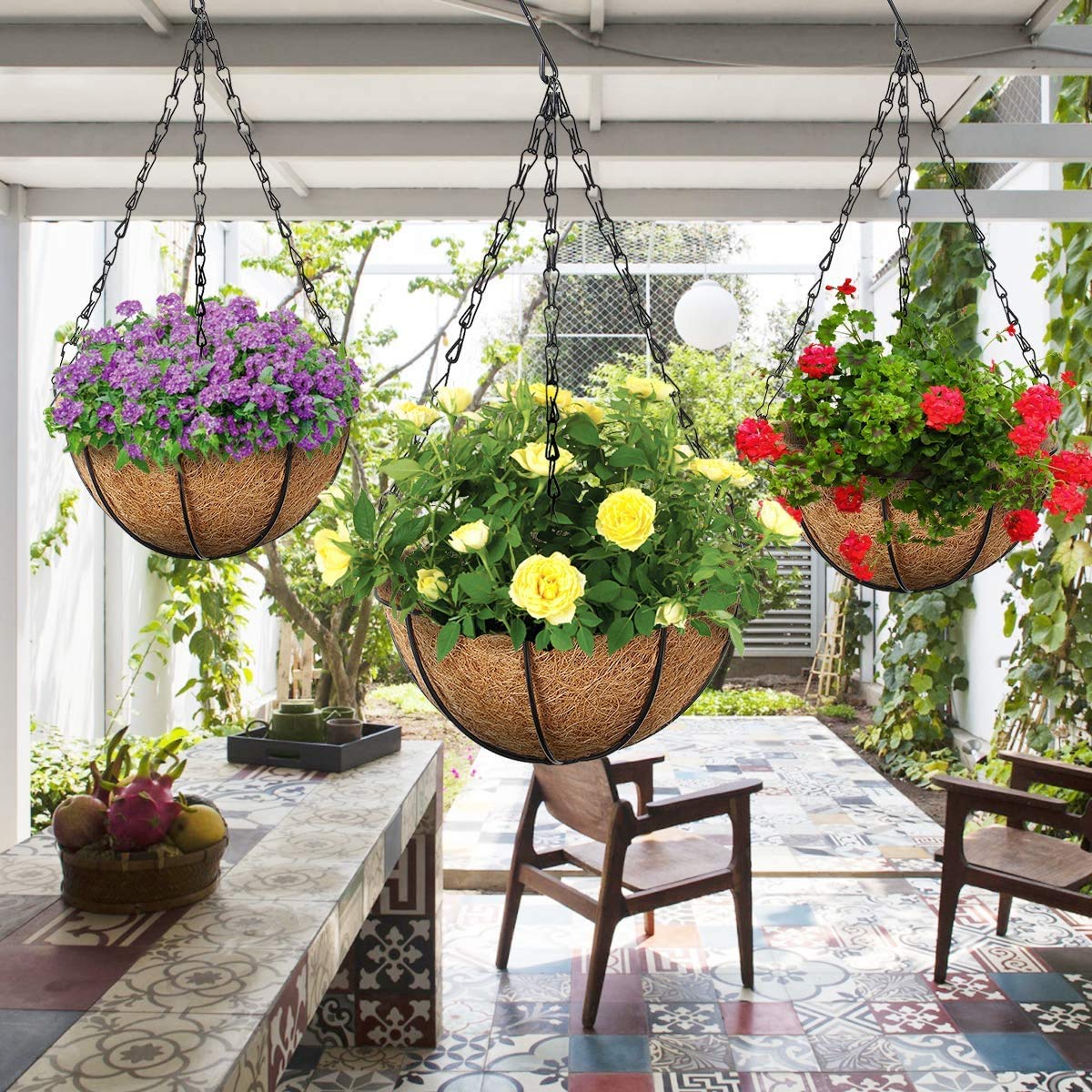 HHTHH 4pcs 24 inch Black Hanging Basket Chain with Hooks Flower Plant Pot Replacement Chain Hanger for Bird Feeders,Planters,Lanterns and Ornaments
