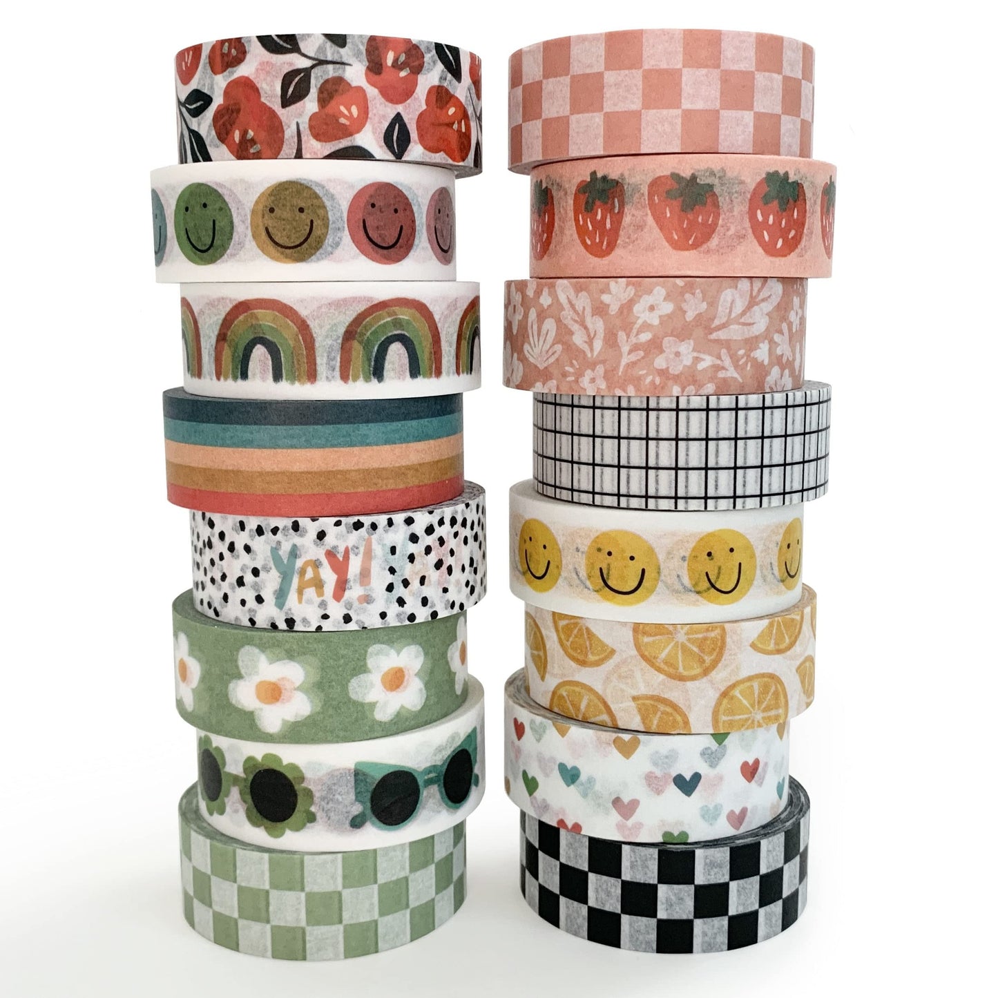 Washi Tape Set of 16 Rolls of 15 mm Wide Cute Decorative Washi Tape for Journaling, Scrapbook, Washy Crafts, Bullet Journals, Planners, DIY Décor, Craft Supplies For Adults & Kids (Splash)