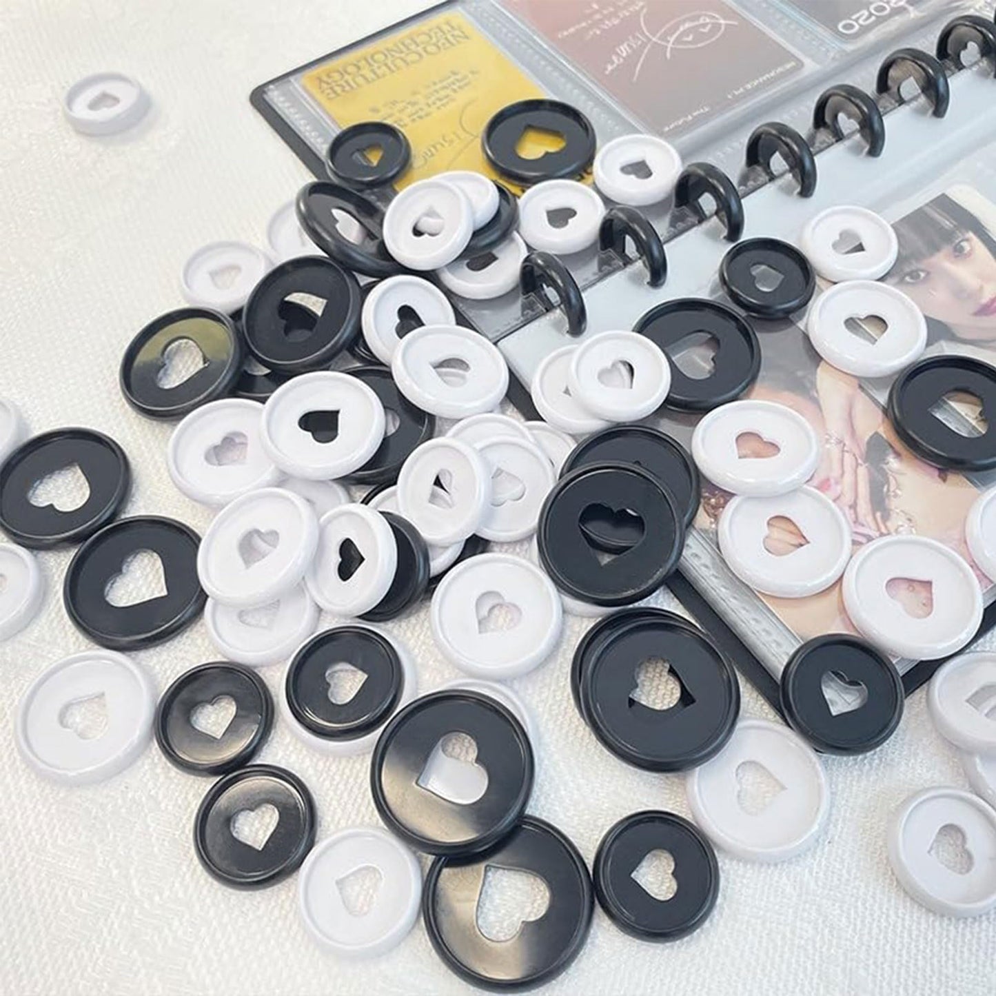 ITSYHPRO 100pcs Planner Expander Discs 1.1Inch Book Binding Disc for Discbound Notebook Accessories Heart Binder Rings(White,1.1 inch/28 mm)