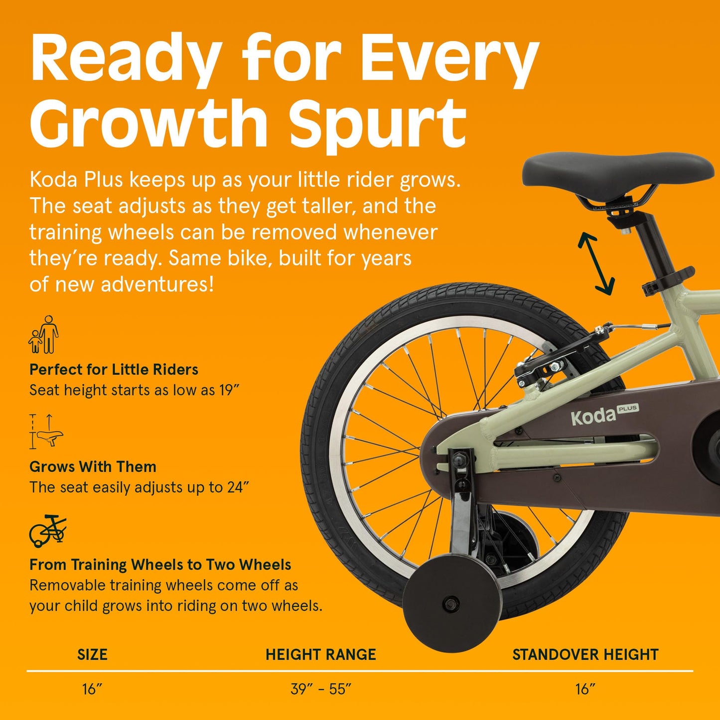 Retrospec Koda Plus 16in Kids Bike with Training Wheels - Adjustable Seat & Handlebars for Ages 4-6 - Lightweight 18.5lb Girls & Boys Bicycle with v-Brakes