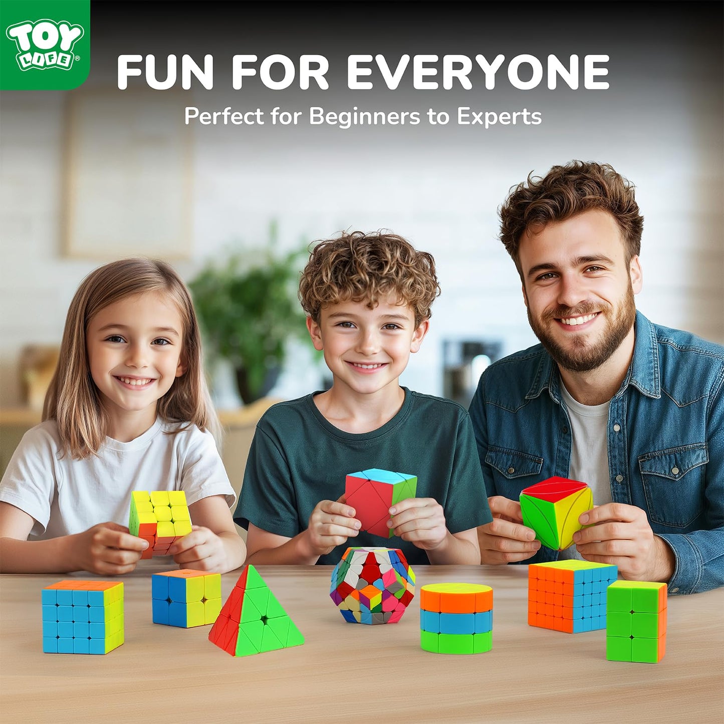 STEAM Life Speed Cube Set 10 Pack Magic Cube | Includes 2x2 3x3 4x4 5x5 Speed Cube, Pyramid Cube, Megaminx Cube Puzzle Cube Bundle Collection Cube, Toys Gift for Kids & Adults