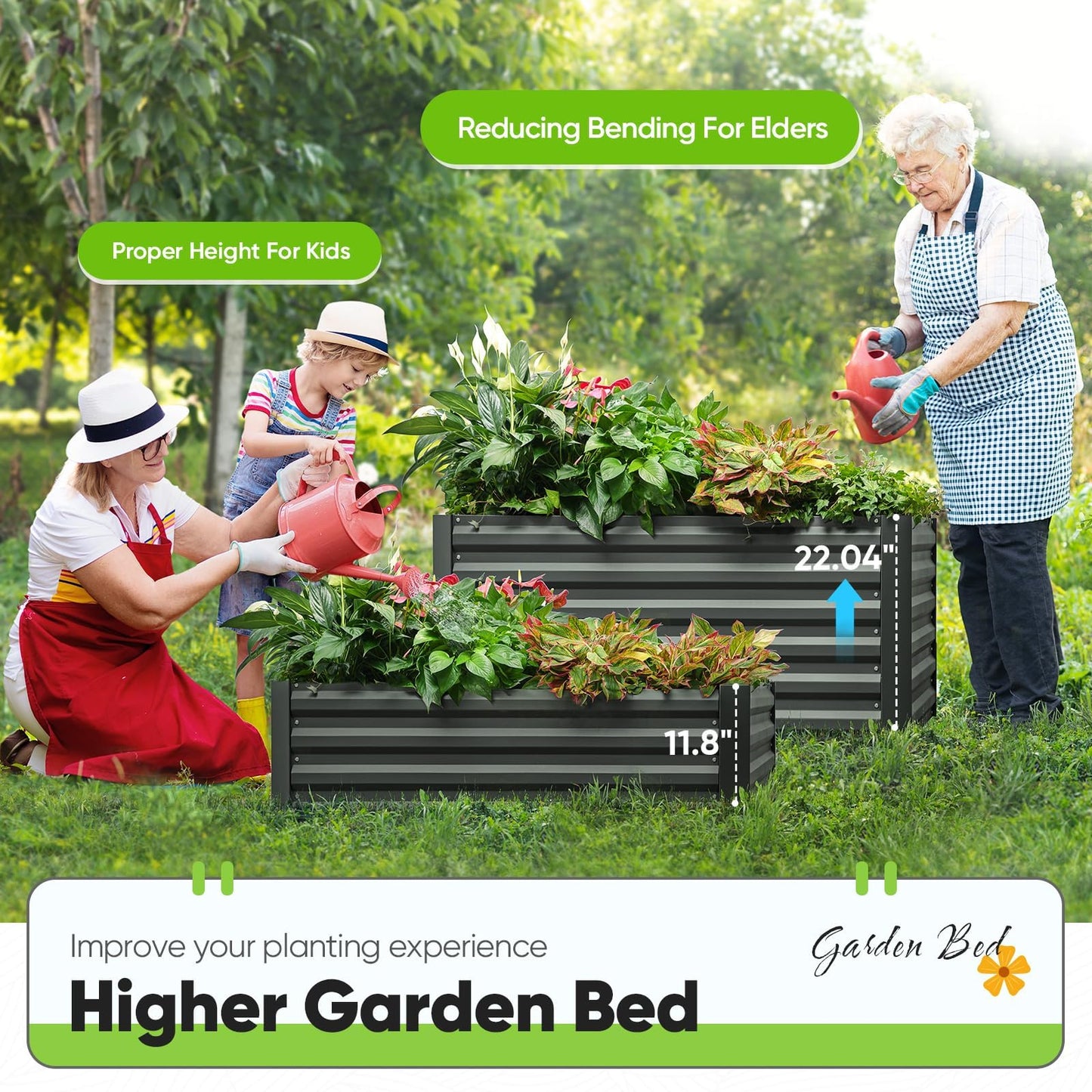 Quictent Raised Garden Bed Galvanized Raised Beds for Gardening Vegetables with Cover 4x3x2 ft Tall Metal Planter Box Outdoor Use (Clear)