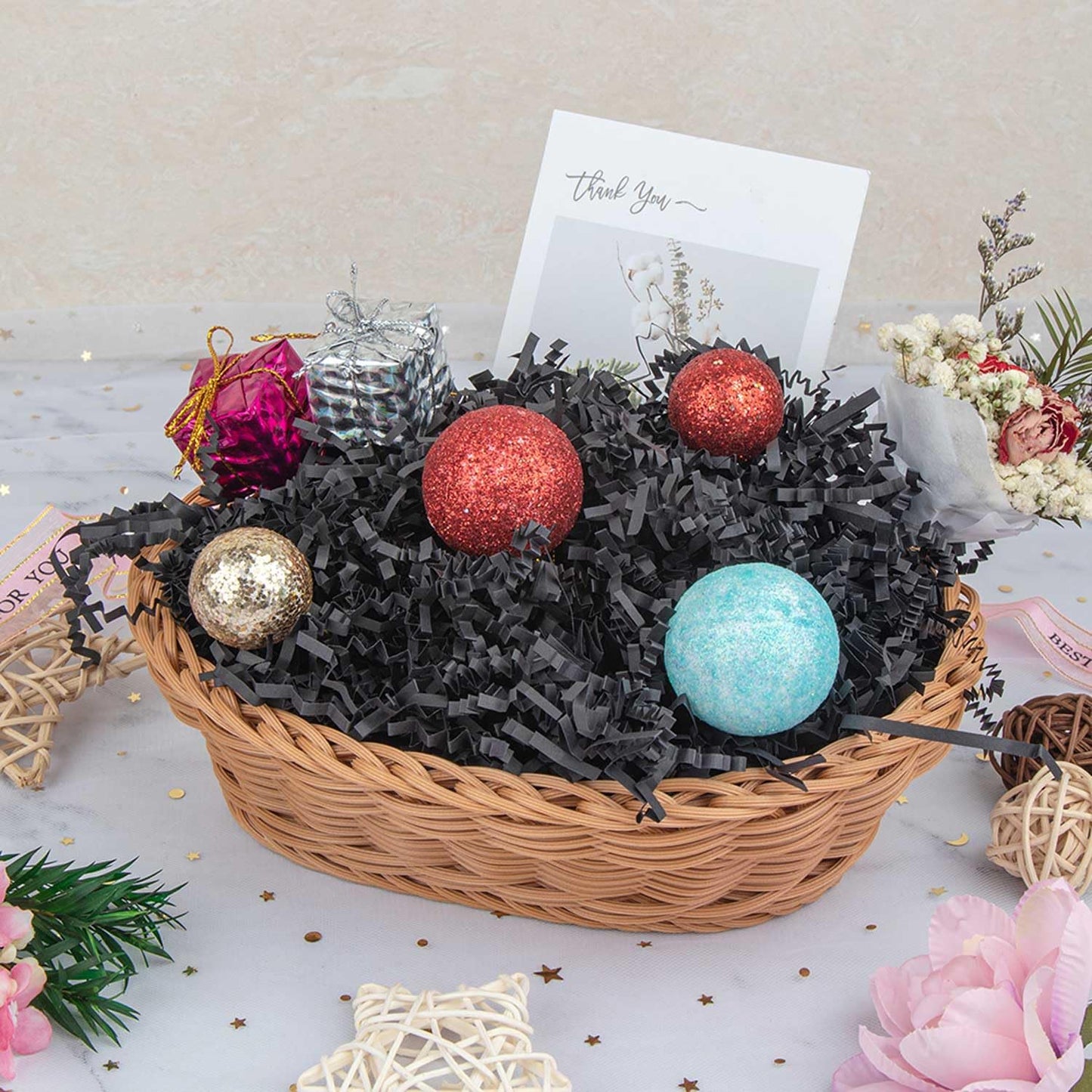 Caleihd 1LB Crinkle Paper Filler Cut Shredded Paper, Gift Box Baskets Wrapping and Filling for Easter, Birthday, Wedding, Christmas Decoration(Black)
