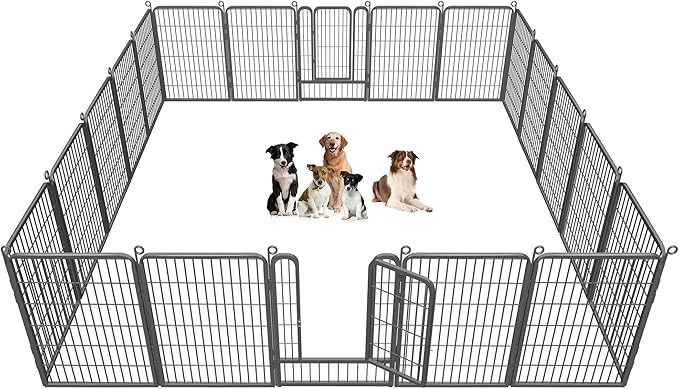 Jhsomdr Dog Playpen Dog Fence Outdoor for Yard, 32inch 48 Panels Dog Pens Outside Anti-Rust Pet Playpen Exercise Pen with Lock for Large Medium Small Dogs, Portable Pet Fence for Yard RV Camping