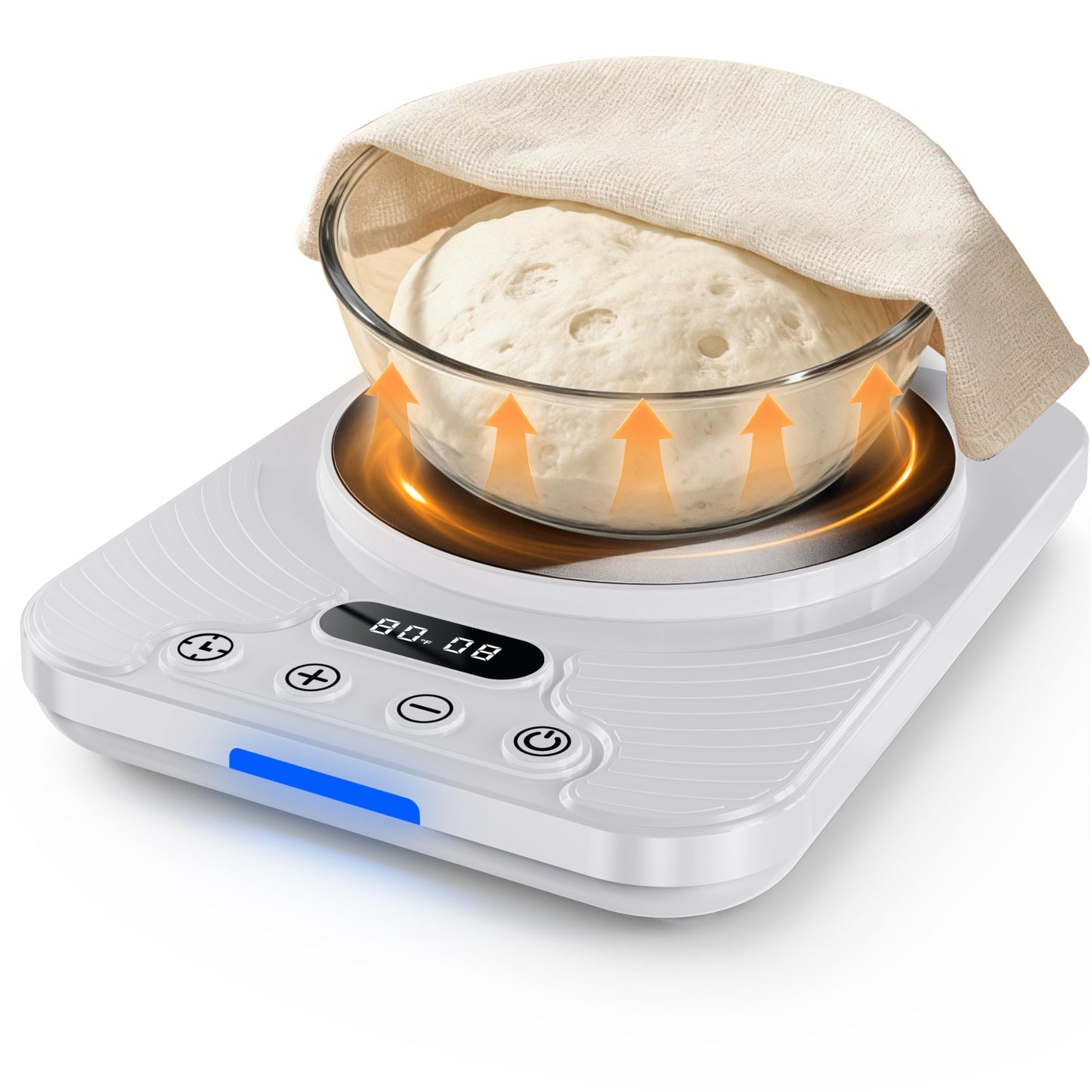 Sourdough Starter Warmer Mat with 1°F Precision (65–110°F), 24H Timer & Memory, Heating Pad for Bread Proofing & Fermentation, Fits 24–40oz Jars for Home Baking（White）