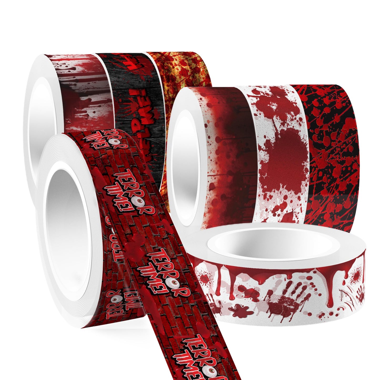GLKTOPO 12 Rolls Halloween Washi Tape Bloody Pattern Spooky Bloodstain Skull Masking Tapes for Theme Scrapbook Journal DIY Decorative Craft Gift Wrapping - 12 Style - 16.4Ft