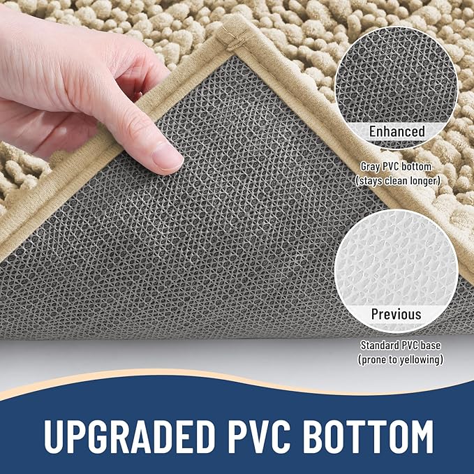 Arotive Luxury Chenille Bathroom Rug Mat, Extra Soft Thick Absorbent Shaggy Bath Rugs, Non-Slip Machine Wash Dry, Plush Bath Mats for Bathroom, Shower and Tub, 70x46, Beige
