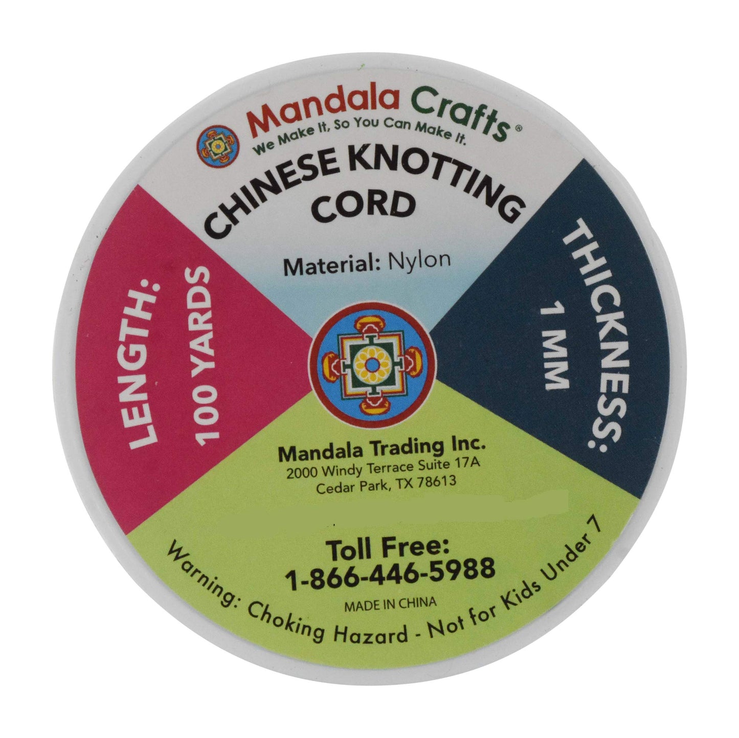 Mandala Crafts Nylon Satin Rattail Cord - 1mm Hot Pink String, 100 Yds, for Jewelry Making, Macrame Trim