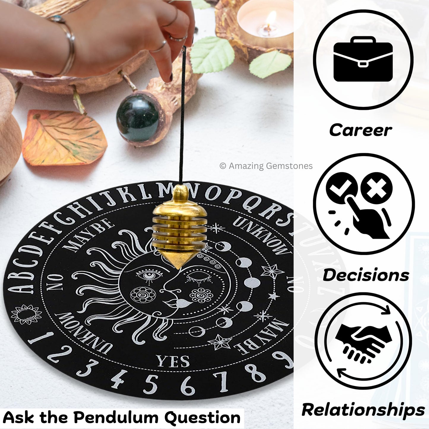 Healing Metal Pendulums for Divination, Gold Vertical Hard Coil Steel Copper Pendulum High Energy Pendulo de Bronce Pendulos de Mesa MP77