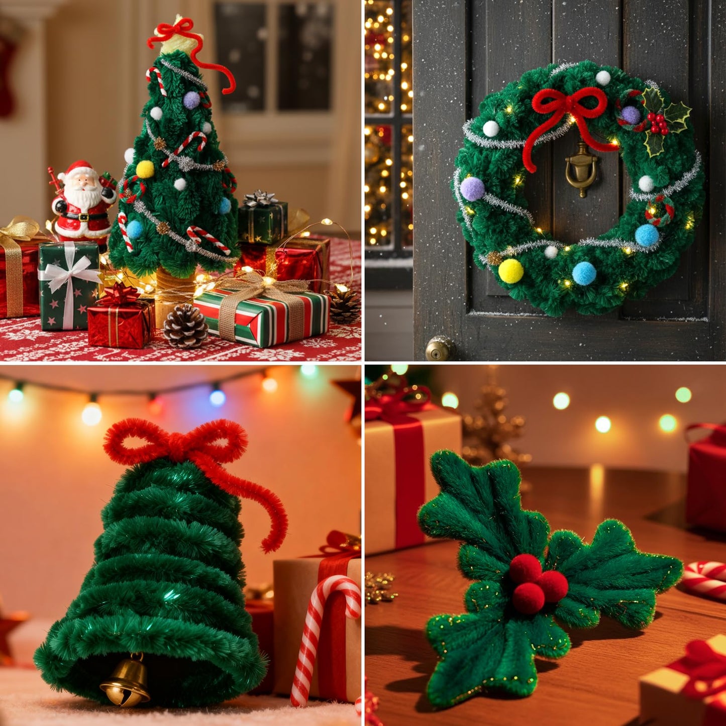 Caydo 50PCS Extra Thick Green Pipe Cleaners, Jumbo Chenille Stems for Kids Creative Craft DIY Projects (30 mm x 12 Inch)