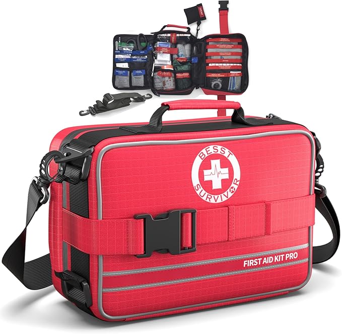 Comprehensive First Aid Kit for Home, Premium Emergency Trauma Kits with Shoulder Strap for Car Camping Gear, Waterproof Survival Kit, Home Essentials, Outdoor Emergency Medical Supplies -324 Piece