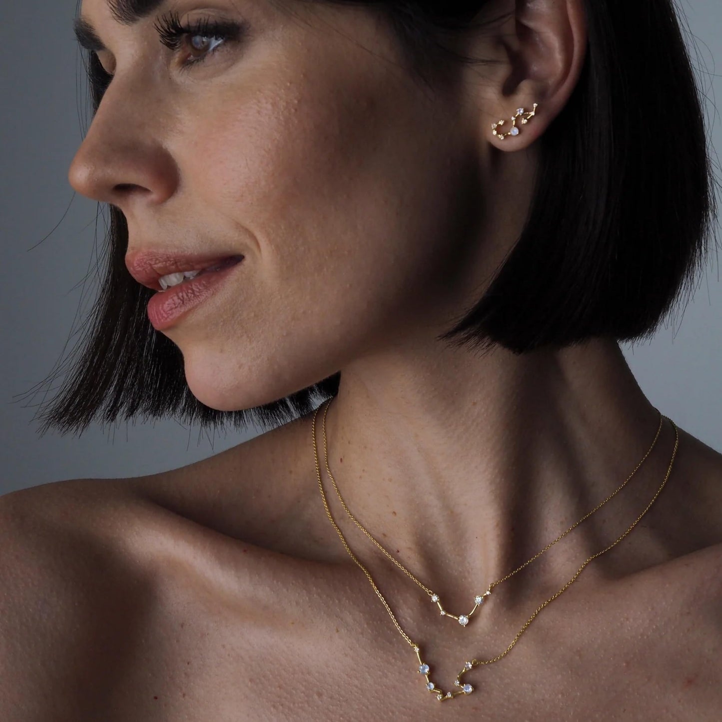 Moon Magic Moonstone Necklace - Aries Zodiac Constellation / 925 Sterling Silver - 18k Rose Gold - Yellow Gold Rainbow Moonstone Necklaces for Women/Authentic Rainbow Crystal Jewelry