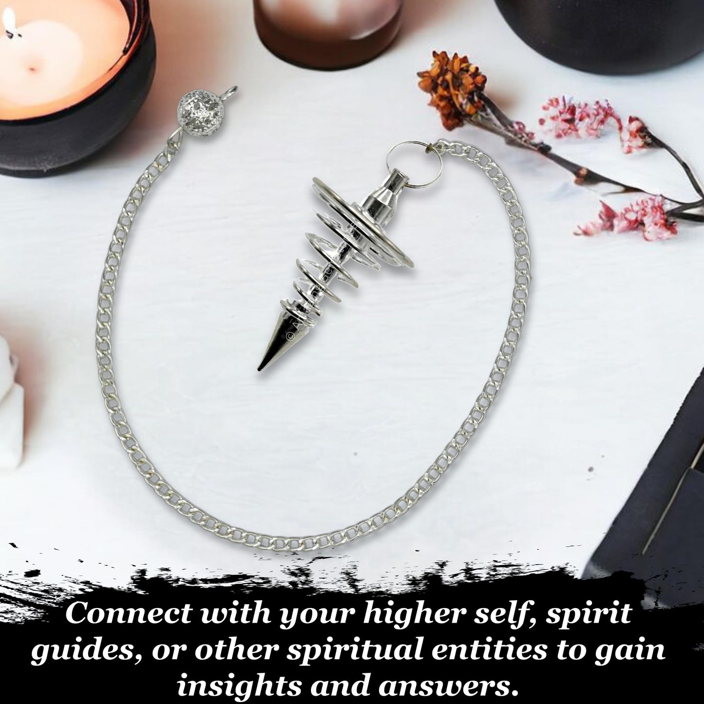 Amazing Gemstone Healing Metal Pendulums for Divination, Silver Spiral Coil Steel Copper Pendulum High Energy Pendulo de Bronce Pendulos de Mesa MP18