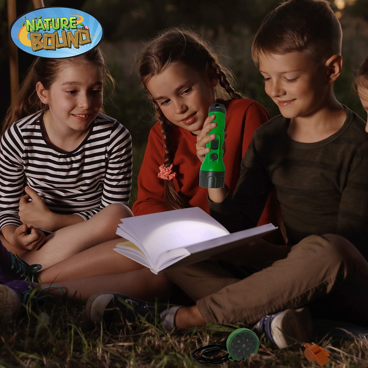 Nature Bound Outdoor Explorer Kit with Flashlight, Compass, Whistle, and Field Guide, Gift for Boys and Girls for Hiking, Camping, and Exploring Nature