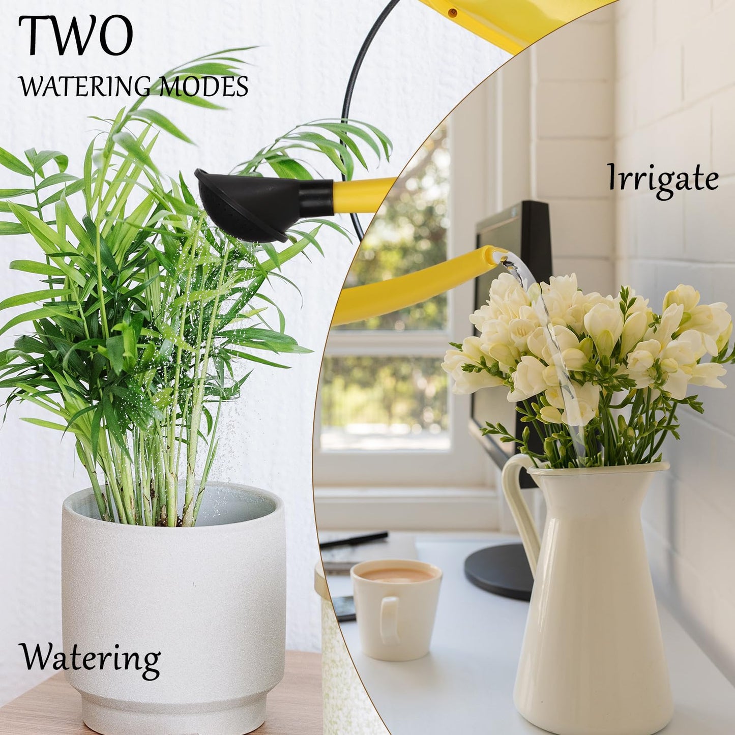 YOPIWI Watering Can 1.6Gal Transparent Plastic with Comfort Grip Handle for Indoor & Outdoor Plants (Yellow)