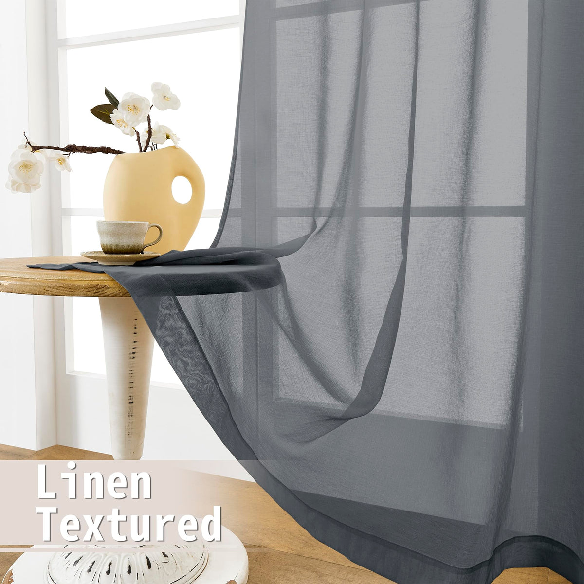 Sheer Door Curtains Closet Linen Textured Curtain Sheers Doorway Light Filtering Voile French Doors Rod Pocket Curtains Patio Glass Door