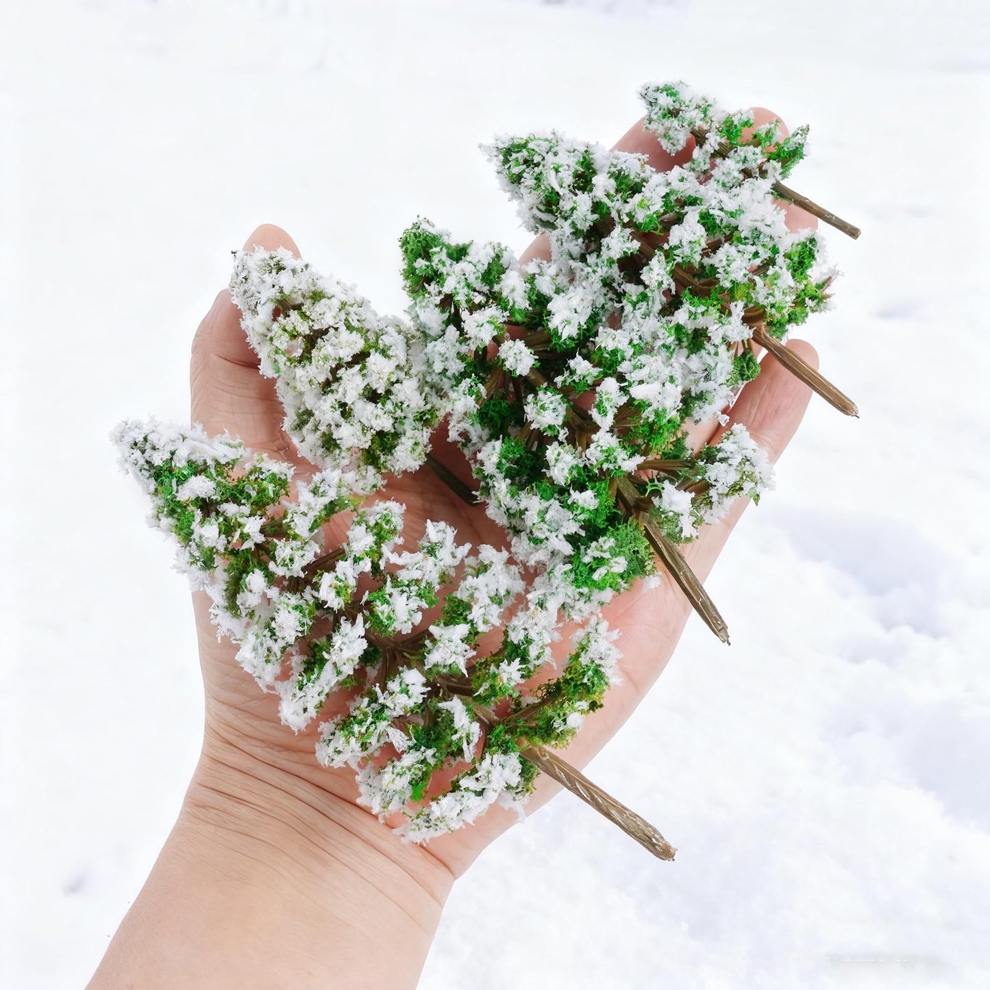 jiebor 28pcs Mini Christmas Trees Small Fake Miniature Snow Pine Model 2-5 Inch for DIY Village Train Railway Sand Table Buildings Architecture Diorama Garden Scenery Decor Supplies Green