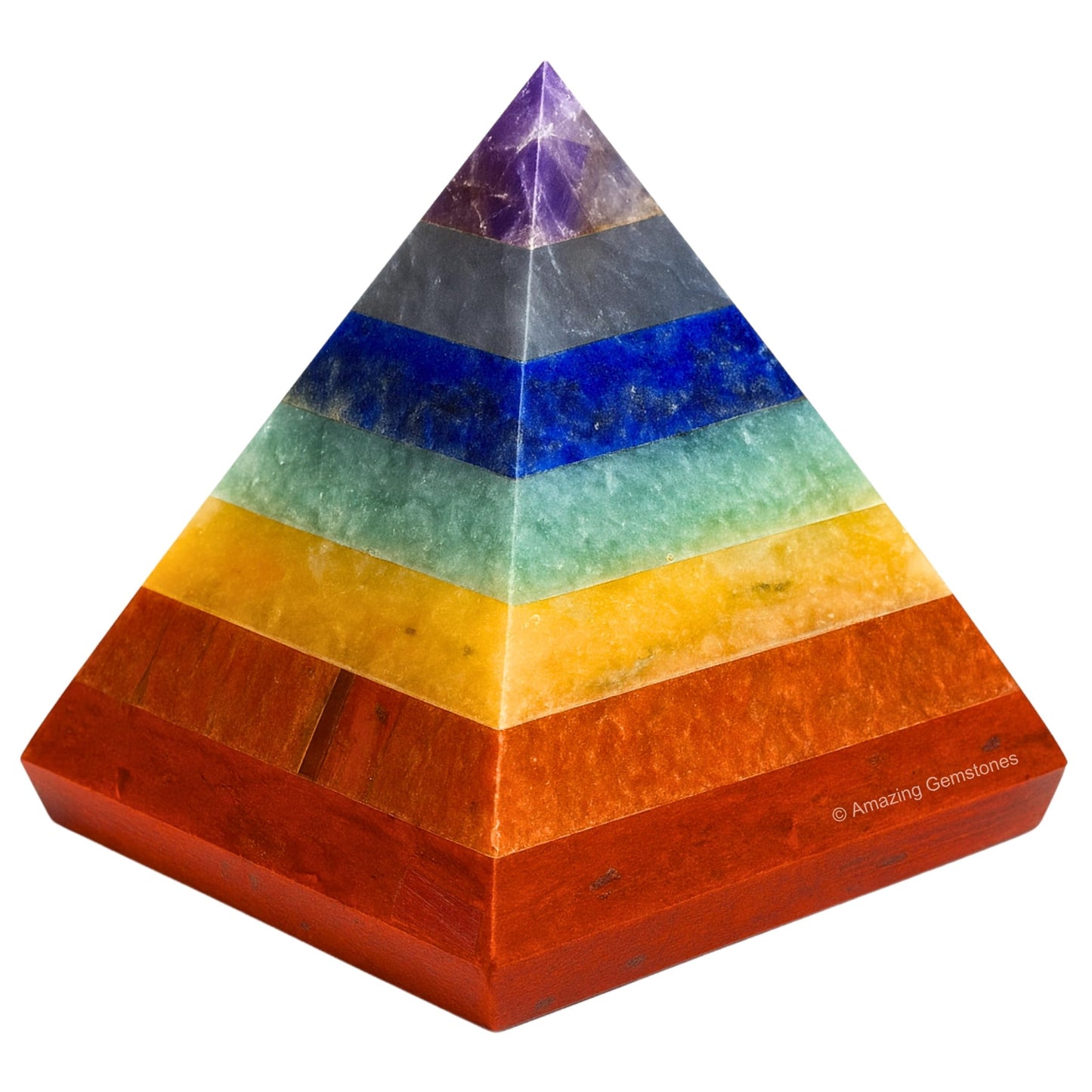 Amazing Gemstone Chakra Pyramid Crystal Healing Stones - 1" Great Pyramid Figurine of Natural Stone Pyramid for Meditation, Reiki, Chakra Balancing and Crystal Pyramids Grid