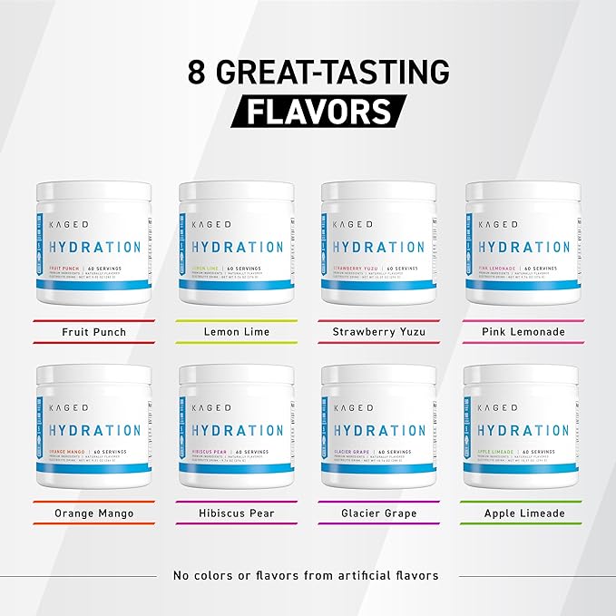 Kaged Electrolyte Hydration Powder Hydracharge Hibiscus Pear Sports Drink for Men and Women Pre, Post, Intra Workout Supplement 60 Servings