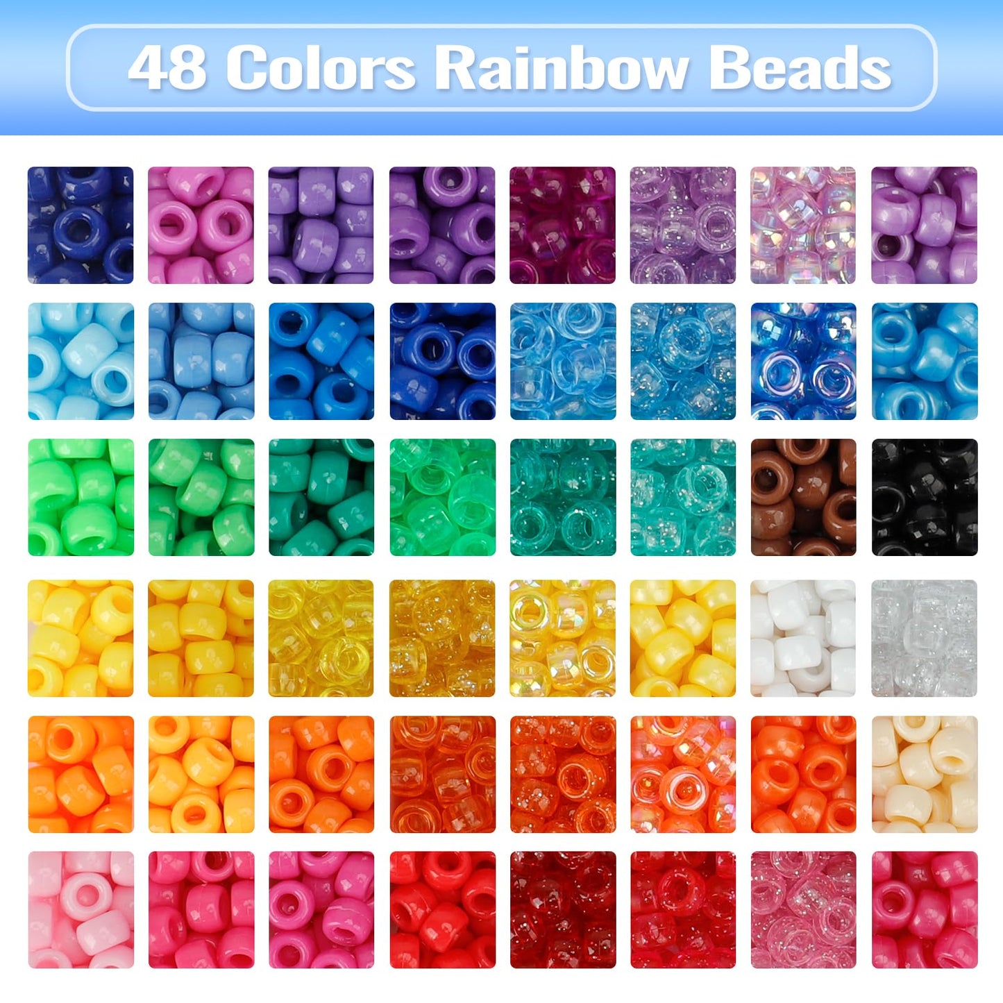 Quefe 3960pcs Pony Beads for Friendship Bracelet Making Kit 48 Colors Kandi Beads Set, 2400pcs Plastic Rainbow Bulk and 1560pcs Letter Beads for Keychains Craft Jewelry Necklace