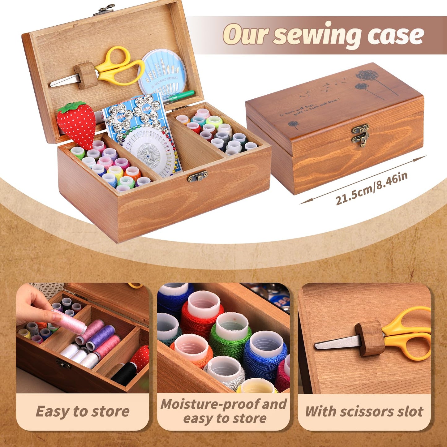 Basic Sewing Kit 196 Pcs Sewing Accessories and Supplies Sewing Repair Kits Hand Sewing Kit with StitchingThread Needle Pin Cushion Button for Travel, Camping, Home DIY