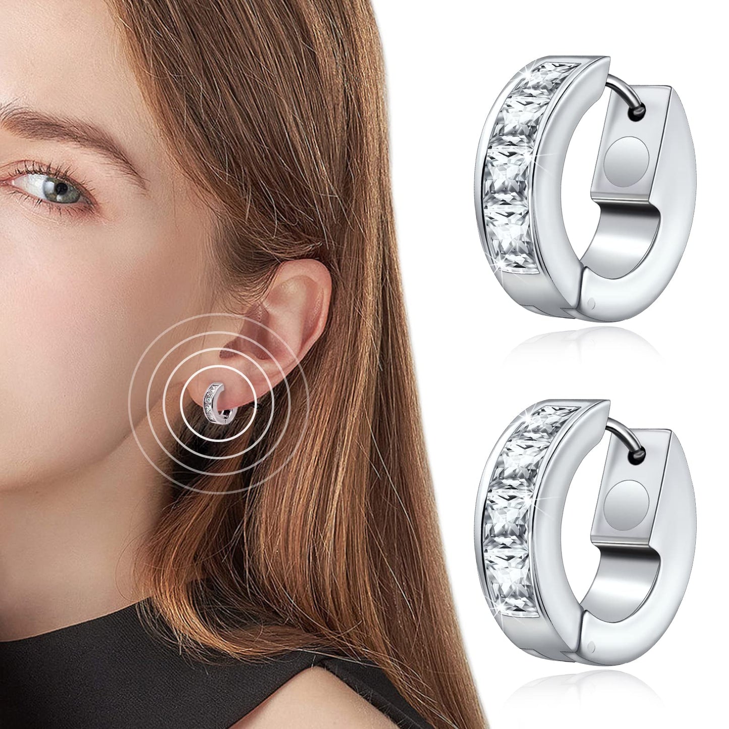 JEROOT Titanium Magnetic Earrings for Women, Pure Titanium Earrings for Sensitive Ears, 1 Pair Women's Ear Studs for Jewelry Gift