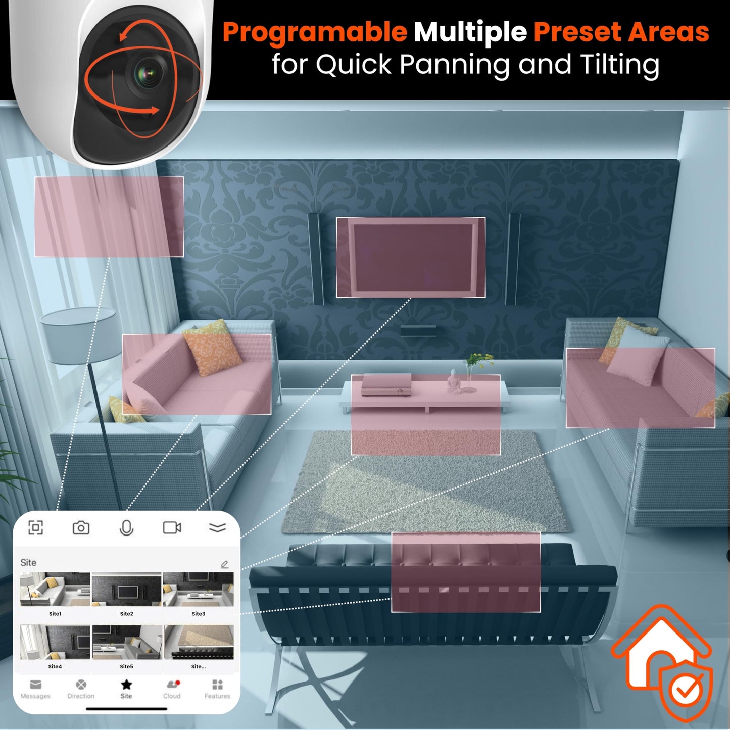 MobiCam PRO Home Monitoring Camera Single: Full HD, Pan & Tilt, Color Night Vision, Motion Tracking, Temp & Humidity Readings. Supports Cloud & SD Storage, Smart App Compatible