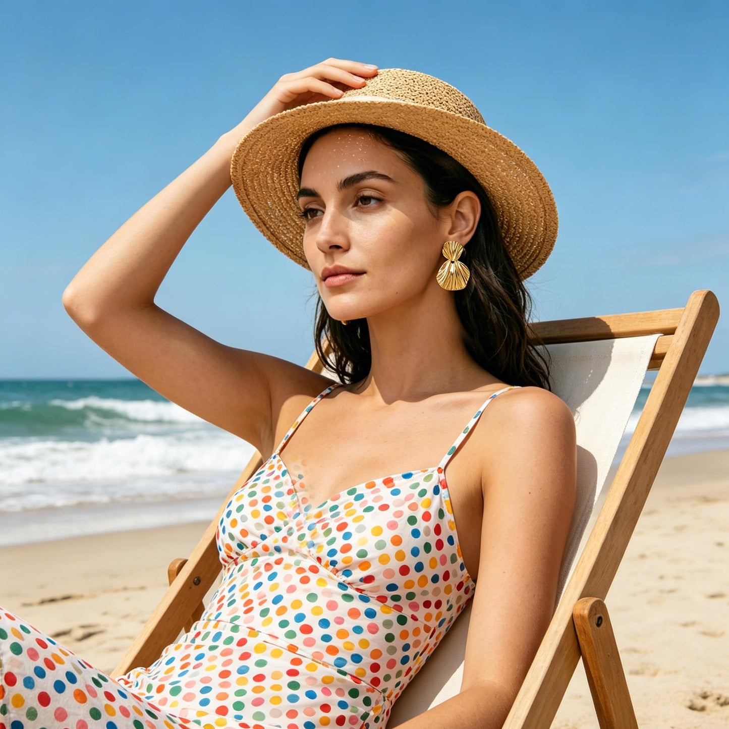 FILMOON Gold Plated Earrings Dangle Shell Earring for Women Fan-shaped Earrings Fashion Statement Jewelry