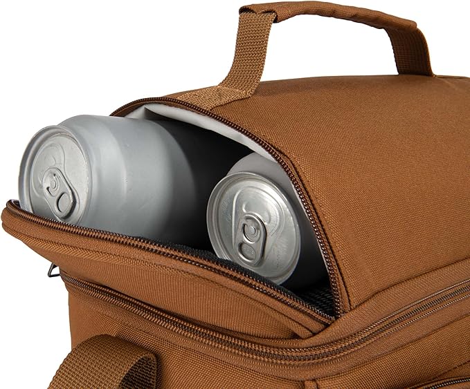 Carhartt Camping Cooler, Worksite Lunchbox, Soft Shell Lunch Bag for Construction Sites, Work and Everyday Use, Brown