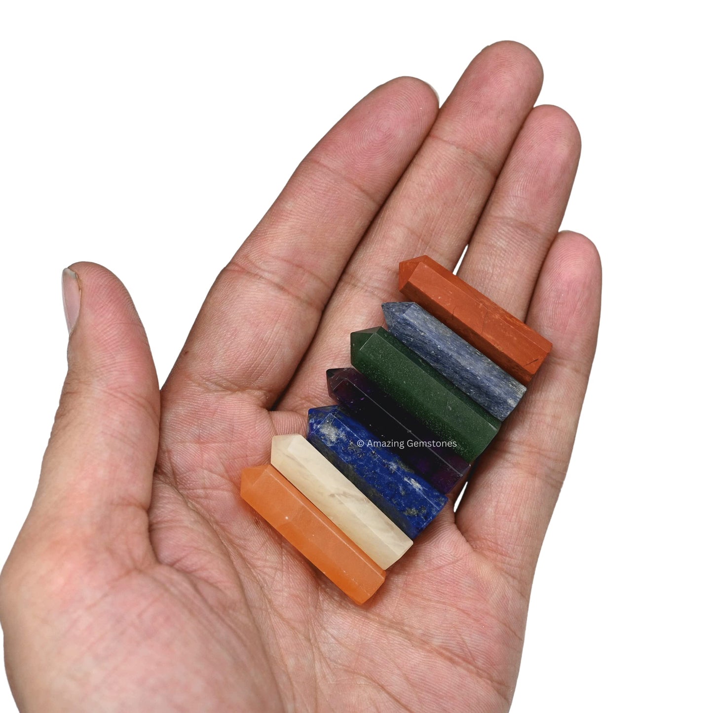 Amazing Gemstone Crystal Points Bulk Healing Crystals and Stones - Hexagonal Healing Point Bulk Crystals for Crafts - Premium Gemstones and Crystals (Set of 7, 7 Chakra)