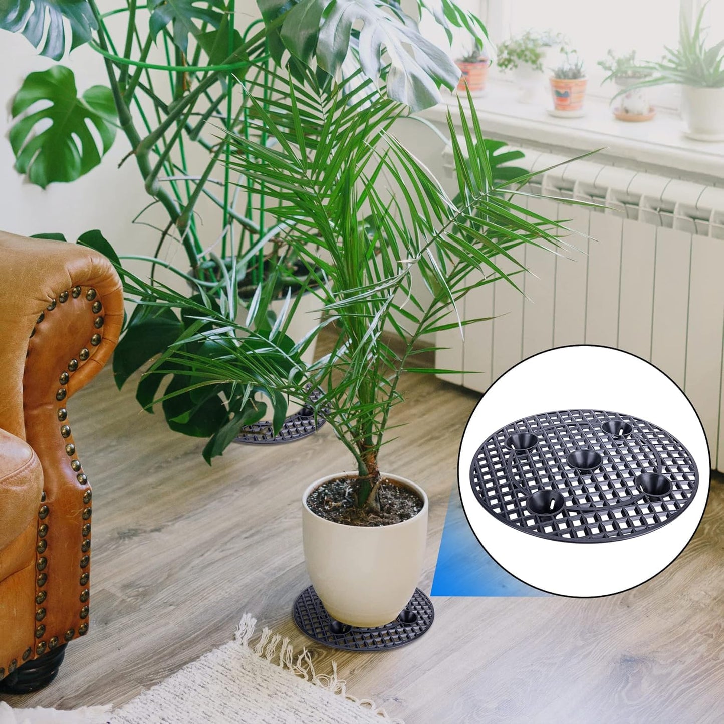 LFUTARI 6Pcs Plant Level Pot Elevator, 7.8 inch Plant Stands, Plant Pot Saucer for Prevent Rot and Damage on Patio & Deck (20cm-6pcs, Black)