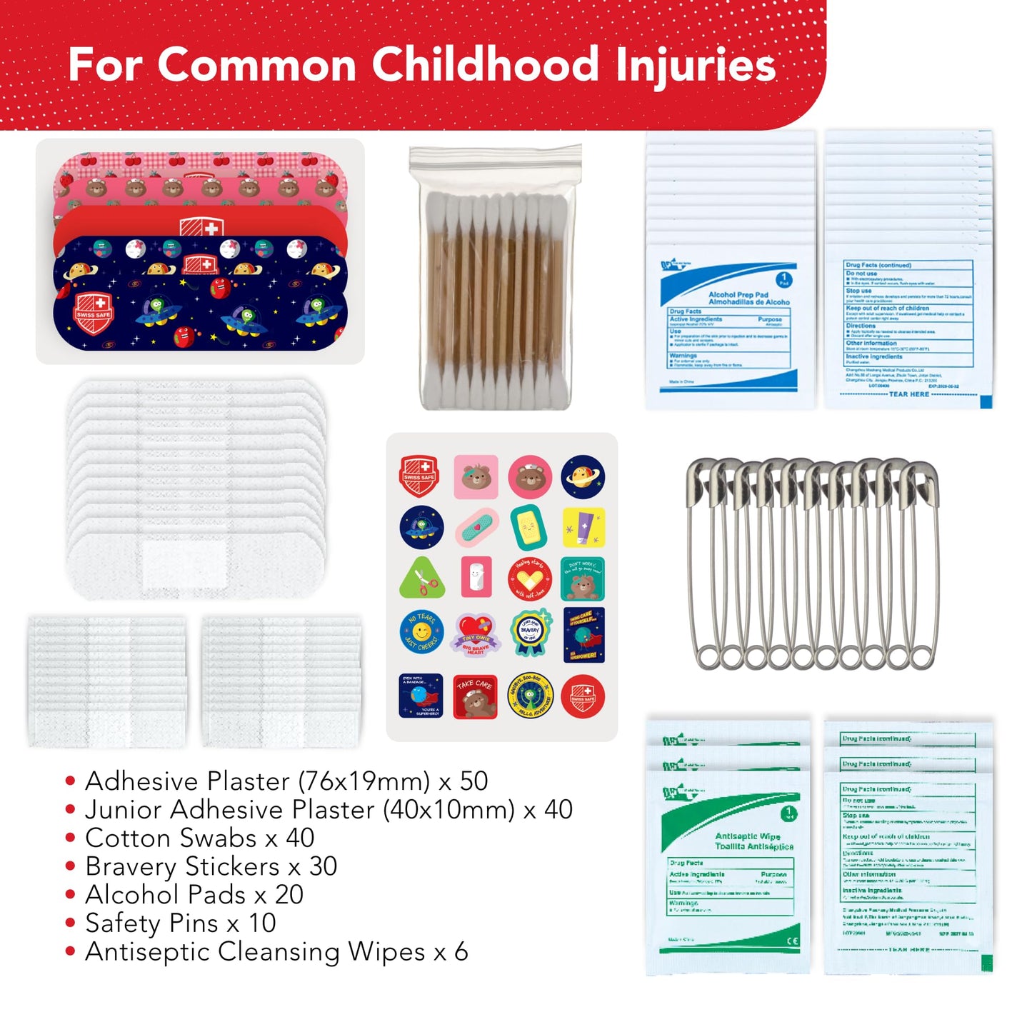 Swiss Safe First Aid Kit for Kids 246 Pieces - for Travel, Home & Car Emergency Kit, Baby & Toddler First Aid, Small Portable Kit with Mini Bag