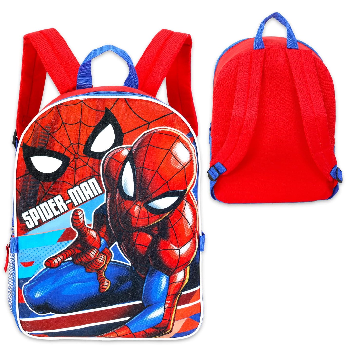 Marvel Spiderman Backpack Set - Bundle with 16" Bag, Lunch Box, Stationery, Water Bottle, Stickers, and More | Marvel School Supplies Kit for Kids