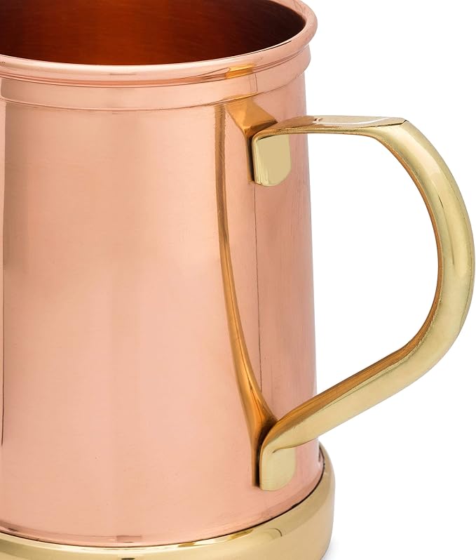 Copper Mules The Finest HandCrafted Copper Mug Unique Patented Design - Solid Brass Base and Handle - Holds 18oz