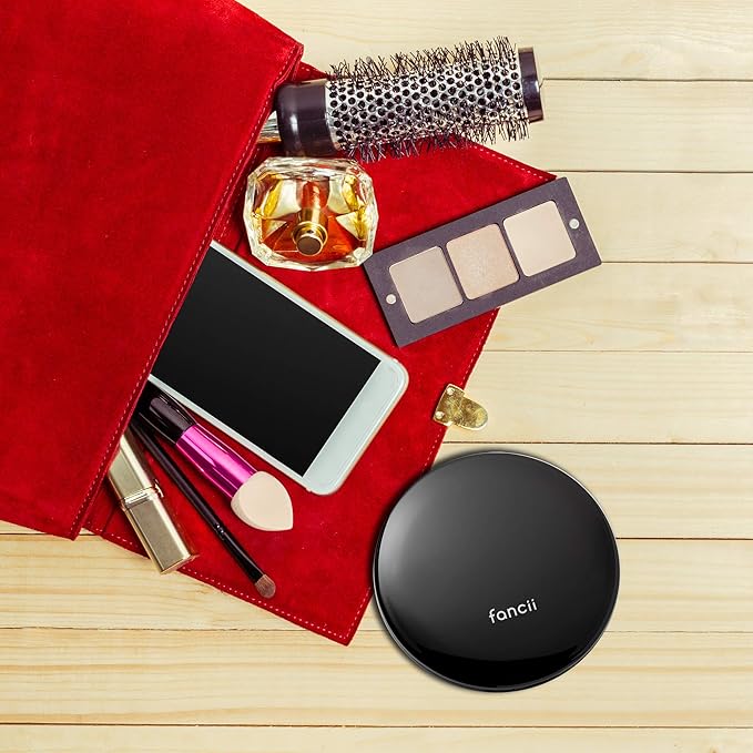 Fancii LED Lighted Travel Makeup Mirror, 1x/10x Magnification - Daylight LED, Compact, Portable, Large 5” Wide Illuminated Folding Mirror