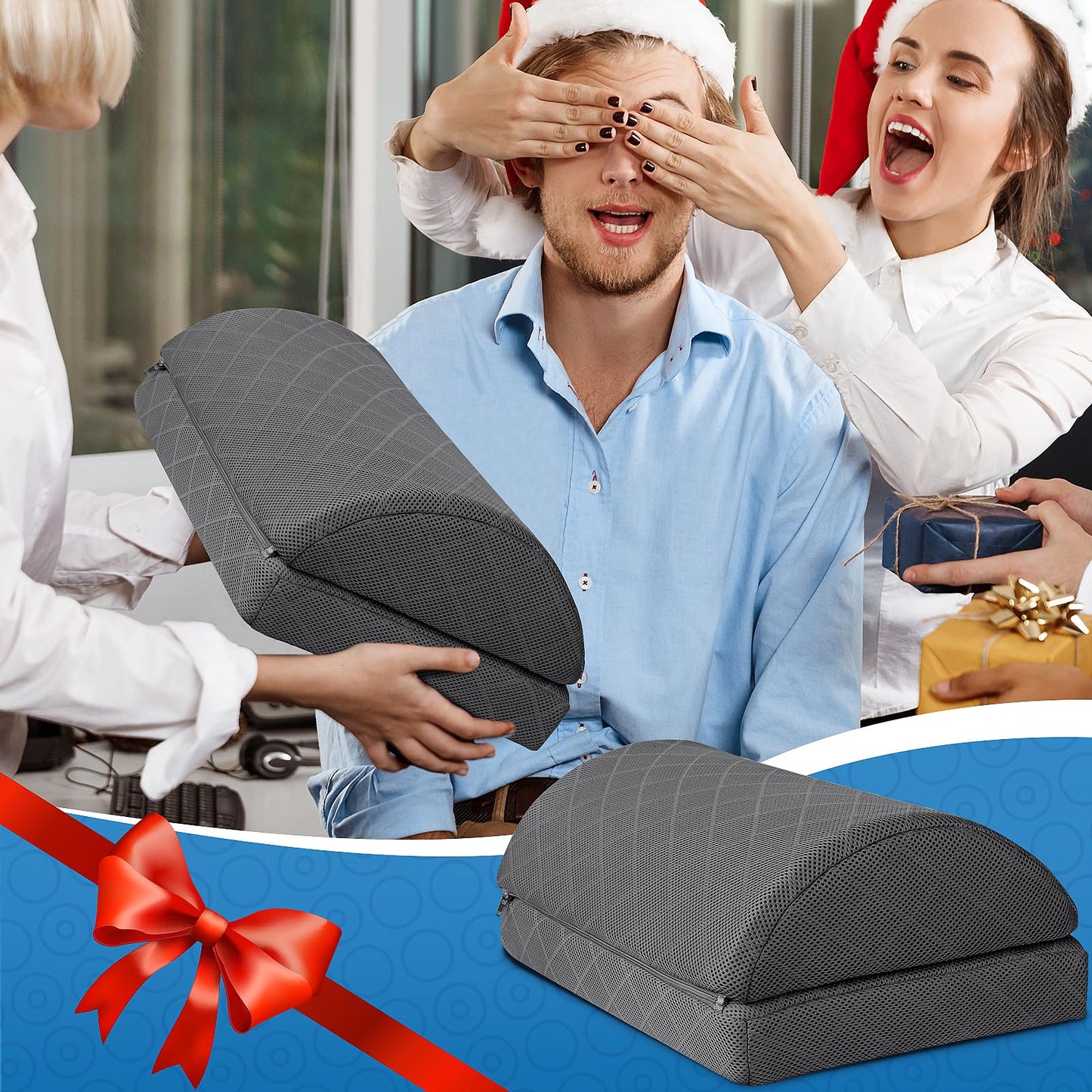 CushZone Foot Rest,Desk & Gaming Accessories,Foot Rest for Under Desk at Work,Comfortable Footrest with 2 Adjustable Heights & Removable Cover, Office Desk Accessories（Gray）