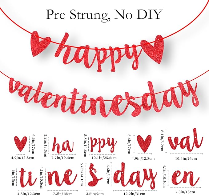 Red Glitter Happy Valentine's Day Banner