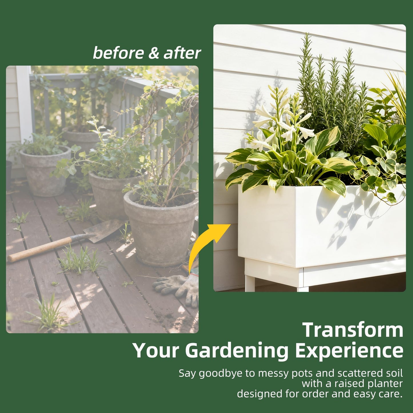 Worth Raised Metal Planter Box with Legs, 30"x12.5"x24" Elevated Garden Bed for Indoor & Outdoor Use – Glossy White Galvanized Steel Planter with Drainage Hole & Plug for Vegetables, Flowers & Herbs