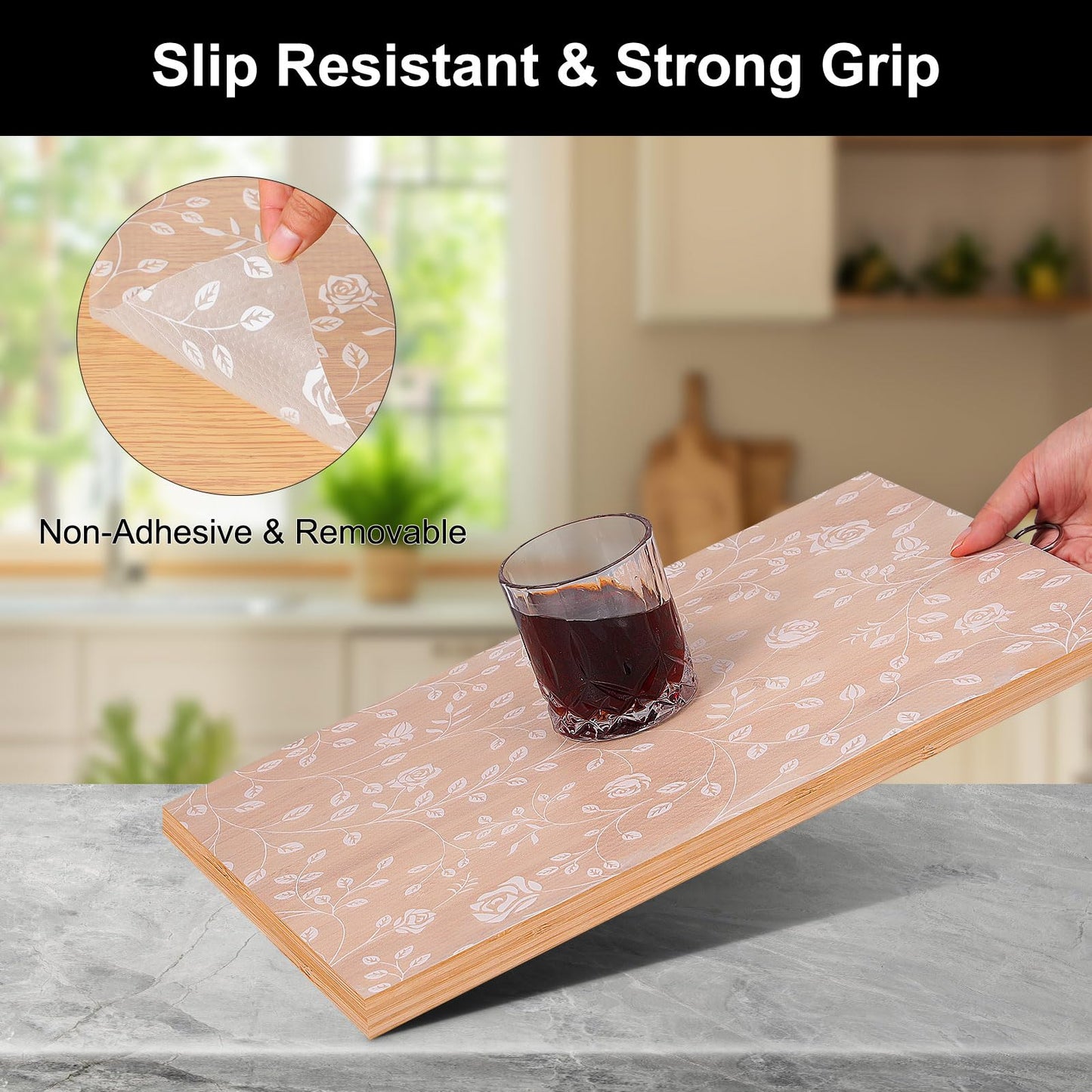 Cooyes Shelf Liner – Premium Non-Adhesive Cabinet & Drawer Liner for Kitchen – Waterproof Shelf Paper with Modern Pattern – Durable EVA Cabinet Mat – Easy to Cut （12" W x 240" L）