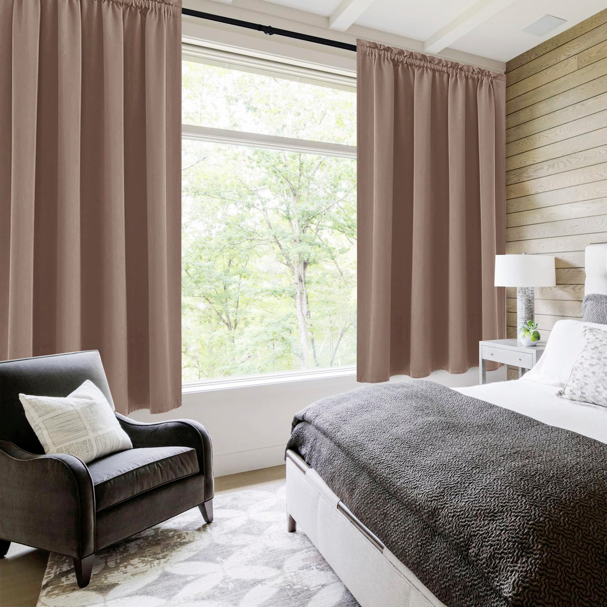 Short Blackout Curtains 52 x 36 Inch Long for Kitchen RV Bunk Khaki (2 Count)