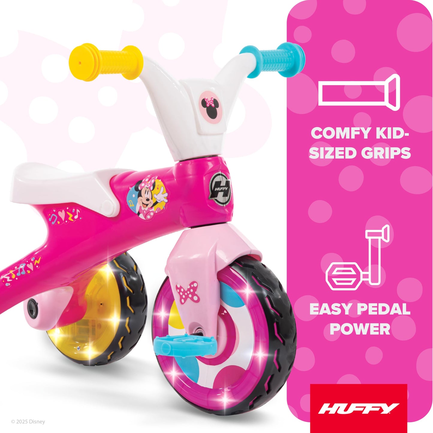 Huffy Disney Minnie Mouse Light Up Kids' Trike, Ideal for Ages 3+, Minnie Mouse Graphics, Colorful and Playful Design, Simple Coaster Brake, Sturdy and Durable, Safe for Toddlers, Girl's