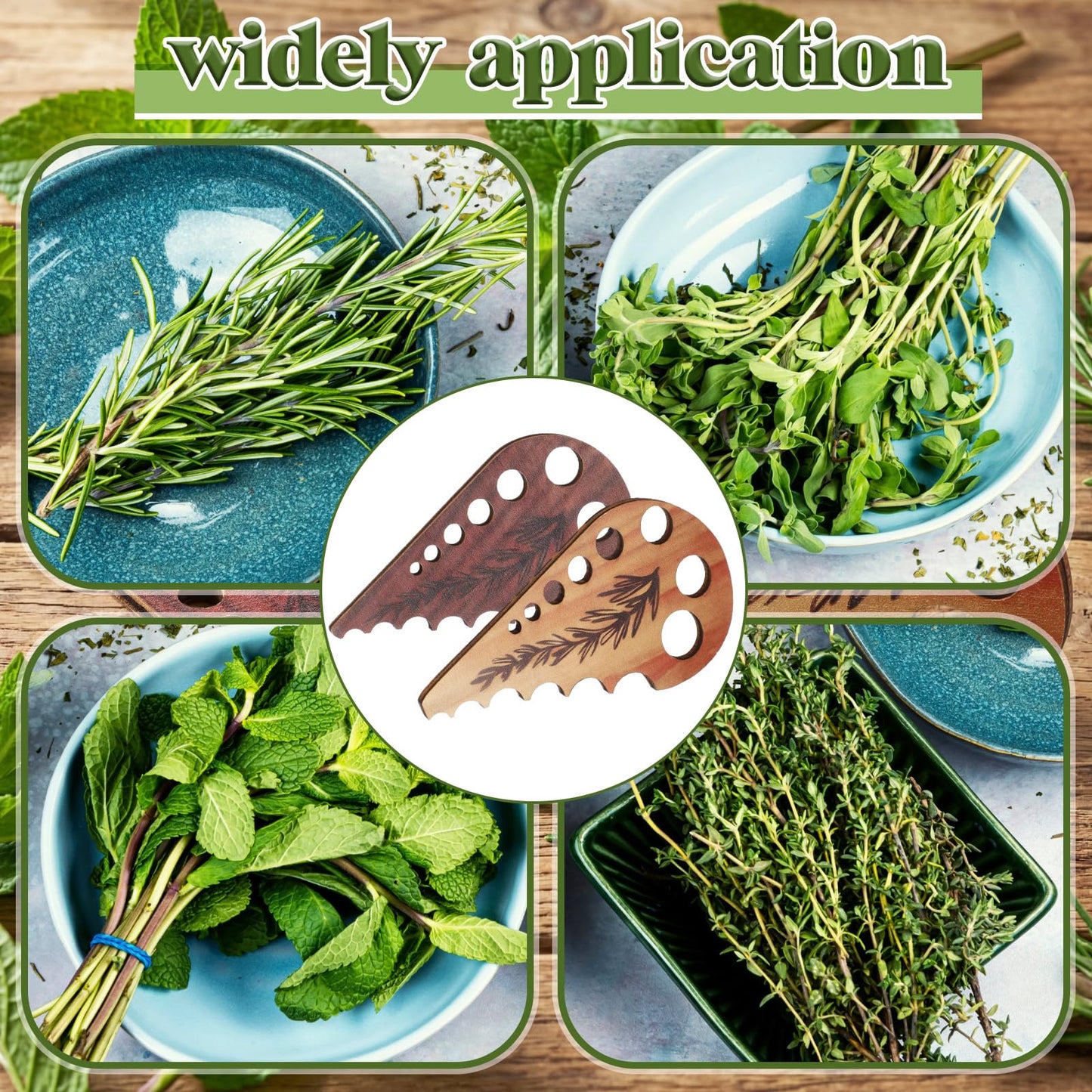 Sliner 2 Pcs Wooden Leaf-shaped Vegetable Separator, Pottery Herb Stripper Tool Supplies, Kitchen Gadgets, Herb Stripper Gifts, Mom Cooking Gift for Kitchen, Stocking Stuffer, Chef Cooking Gifts