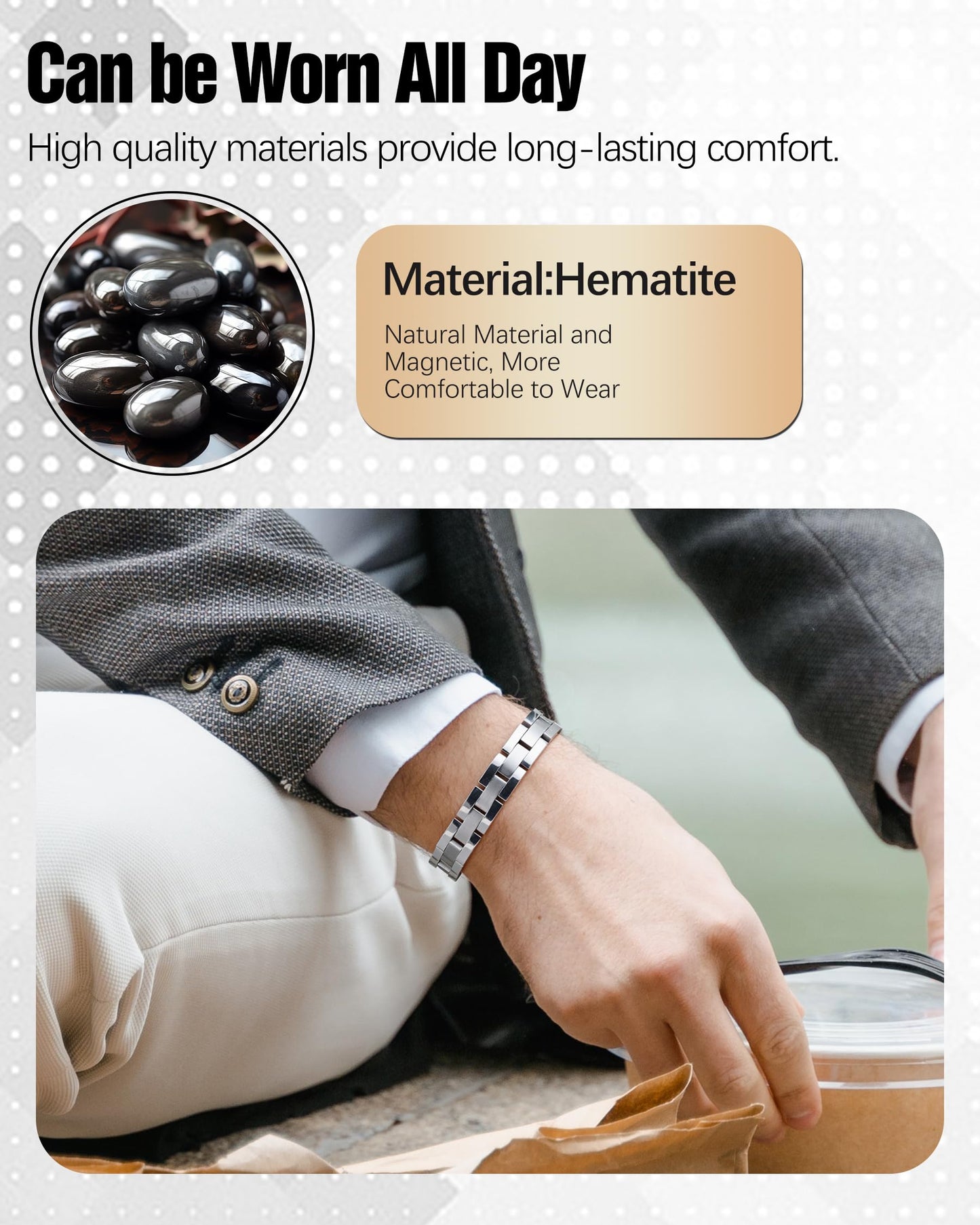 Jecanori Ultra Strength Magnetic Bracelets for Men - Men's Hematite Bracelet, Ideal Gift