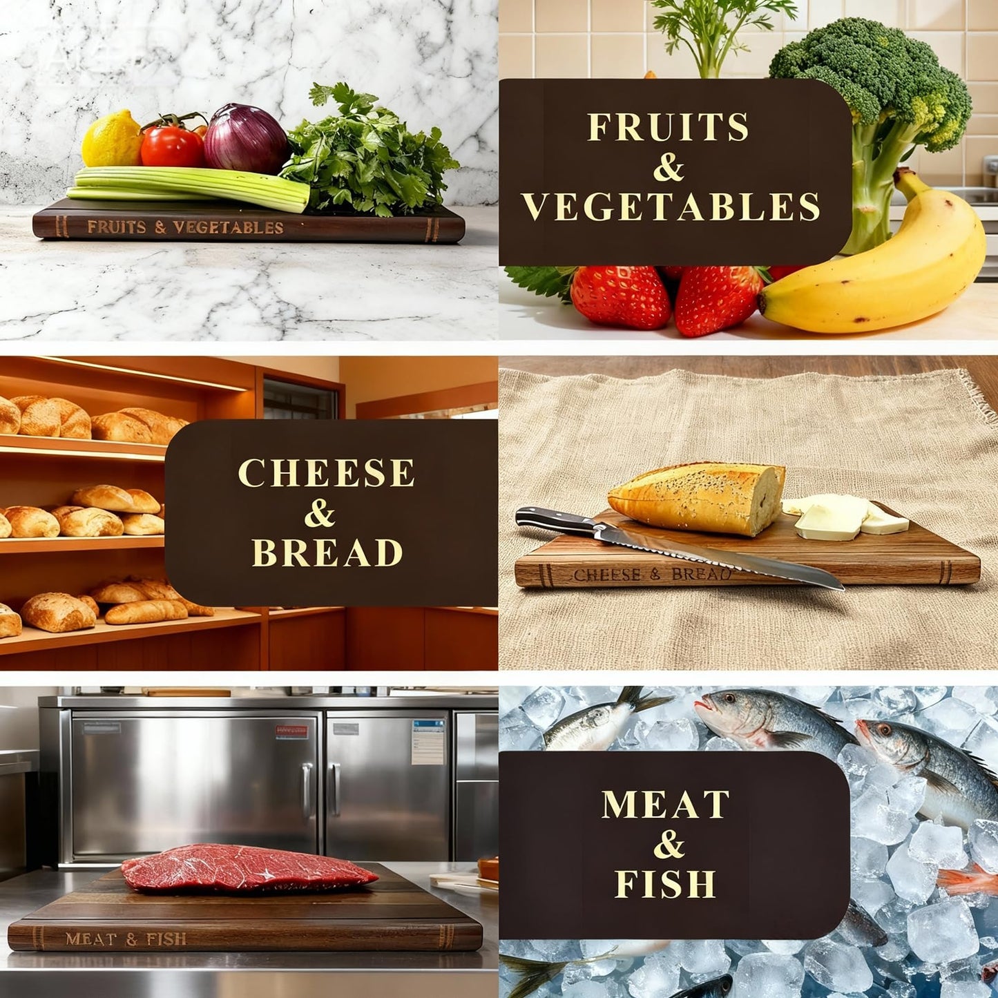 Wooden Cutting Boards for Kitchen, 3-Piece Acacia Wood Cutting Board Set with Stand, Cutting Board That Looks Like Books for Vegetables, Cheese, Bread & Meat, Decorative Chopping Board Gift Set