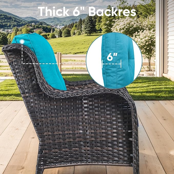 10-Piece Outdoor Patio Cushion Set - Fade & Water Resistant with Removable Olefin Cover, 22x24x4 Inch Memory Foam Cushions for Wicker Sectional Sofa – Teal/Buckle