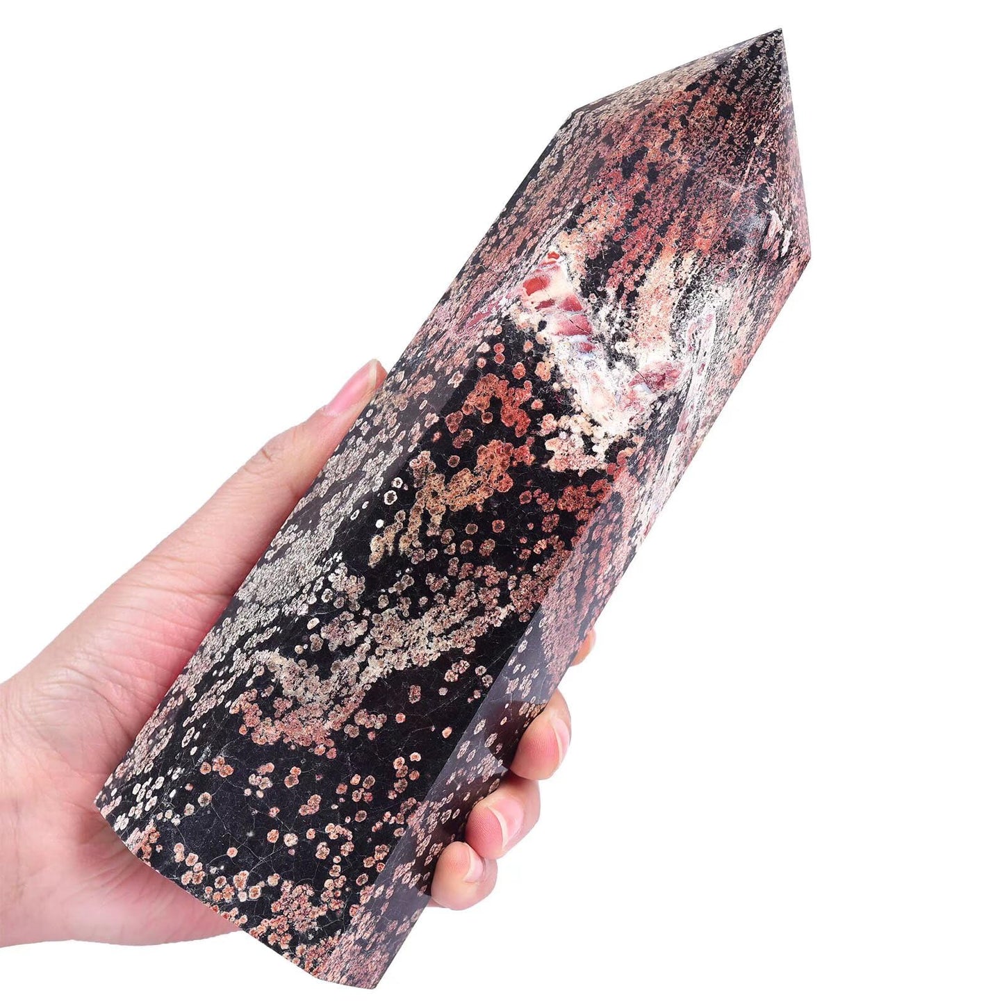 Gold Snowflake Obsidian Stone Tower Obelisk Healing Crystal Wand Large Reiki Meditation Gifts 0.6-1.1 LBS