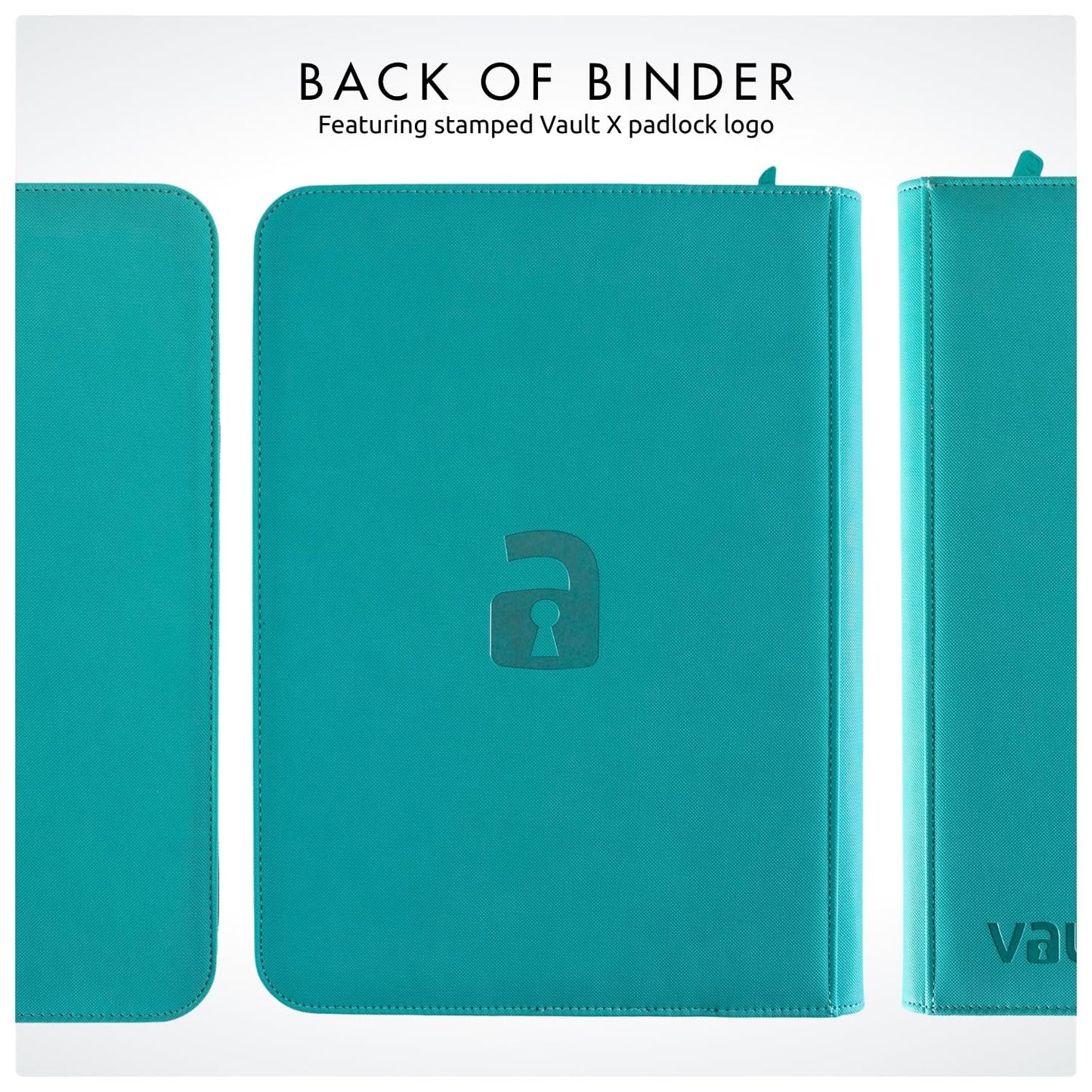 Vault X 9 Pocket Trading Card Zip Binder, 360 Cards, Premium Exo-Tec Album Material, 20 Side-Loading Pages, Folder for Collectible Games, Sports, TCG (Teal)